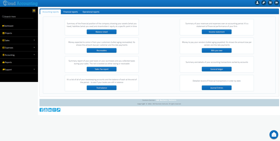 screenshot of 360 Cloud Accounting
